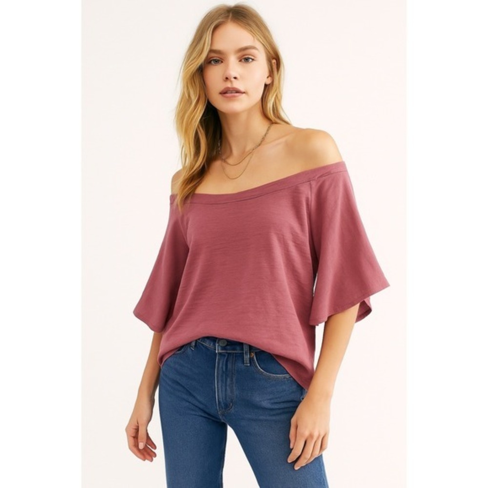 Gilli Pink Mauve Off The‎ Shoulder Blouse Size M NWT